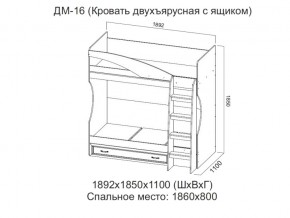 ДМ-16 Кровать двухъярусная с ящиком в Урае - uraj.magazin-mebel74.ru | фото