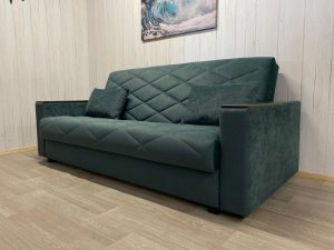 Диван Престиж-15 НПБ+МДФ, велюр Sensey bottle green в Урае - uraj.magazin-mebel74.ru | фото