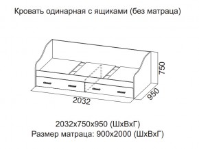 Кровать одинарная с ящиками (Без матраца 0,9*2,0) в Урае - uraj.magazin-mebel74.ru | фото