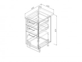 Н3Я 40 Модуль нижний Без Столешницы 3 ящика МН3Я 40 в Урае - uraj.magazin-mebel74.ru | фото