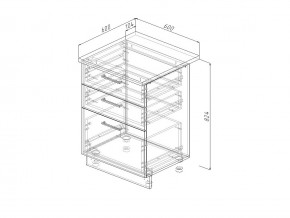 Н3Я 60 Модуль нижний Без Столешницы 3 ящика МН3Я 60 в Урае - uraj.magazin-mebel74.ru | фото