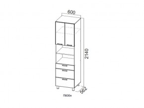 П600я/2140 Пенал 600/2140 (с ящиками) в Урае - uraj.magazin-mebel74.ru | фото