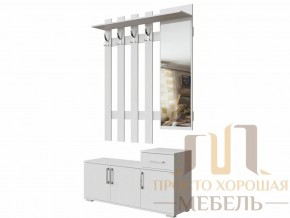 Вешалка с зеркалом 1,0 м №3 Ясень Анкор светлый в Урае - uraj.magazin-mebel74.ru | фото